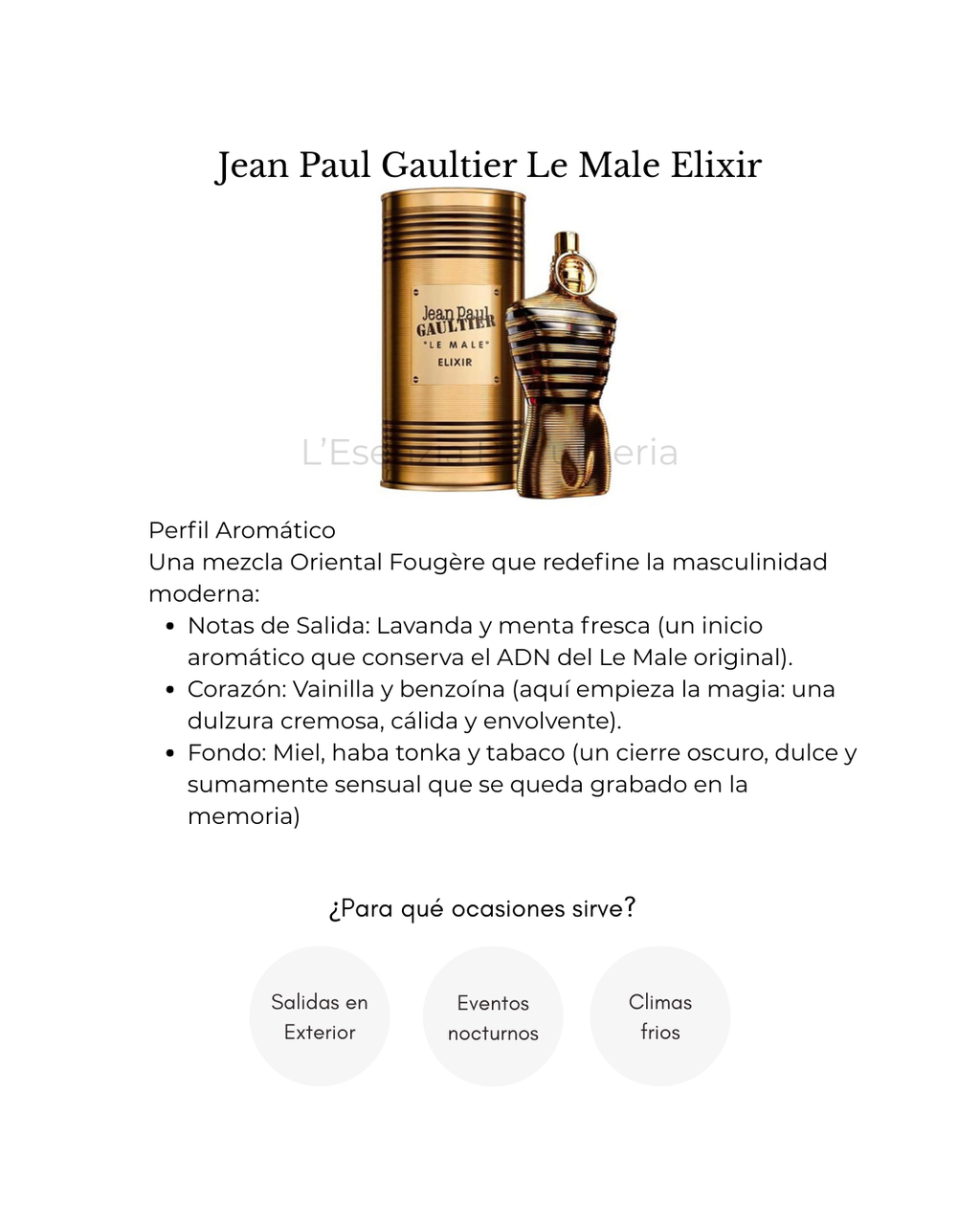 Perfume Jean Paul Gaultier Le Male Elixir