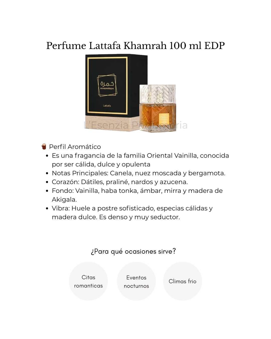 Perfume Lattafa Khamrah 100 ml EDP Original