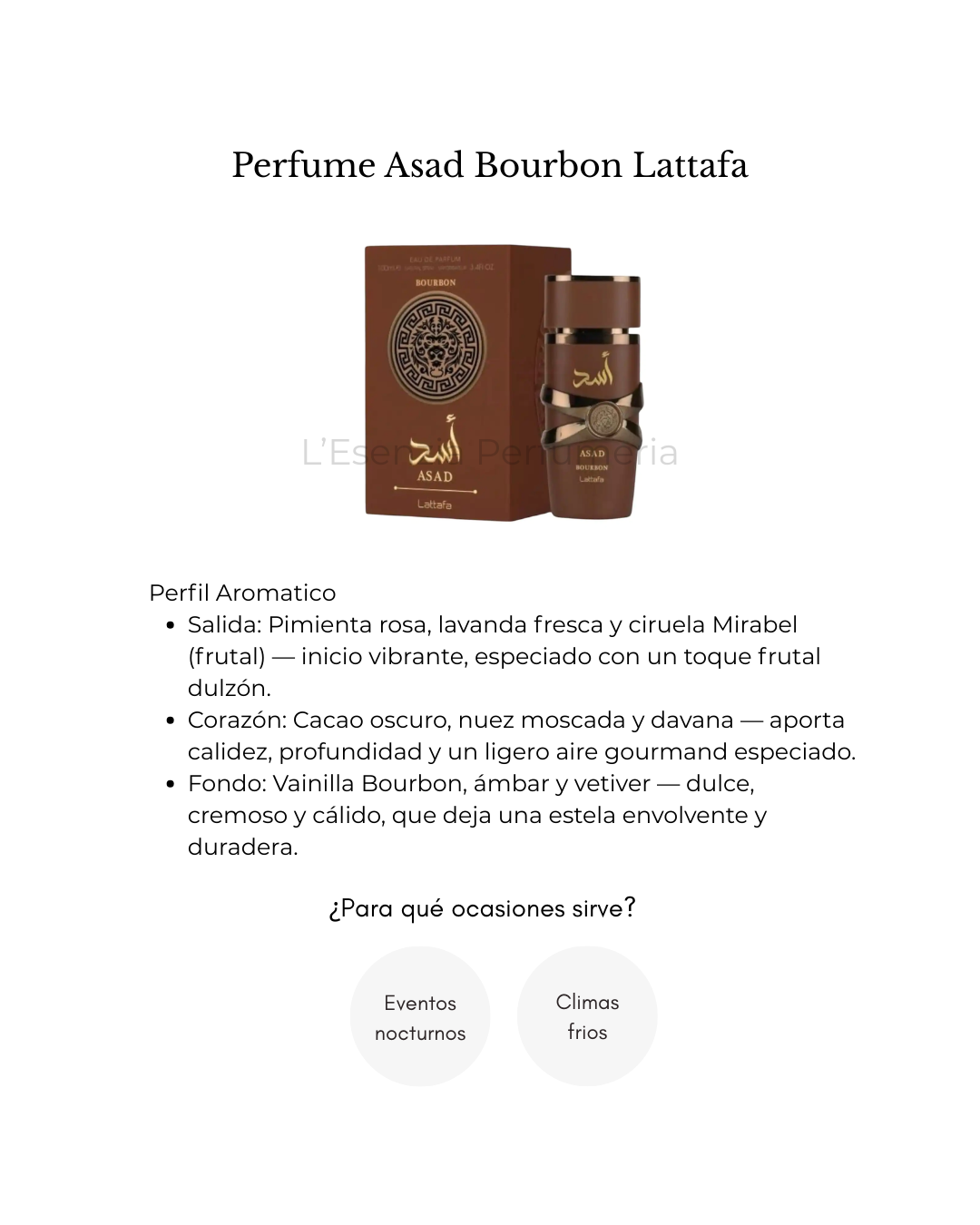 Perfume Asad Bourbon Lattafa 100ML