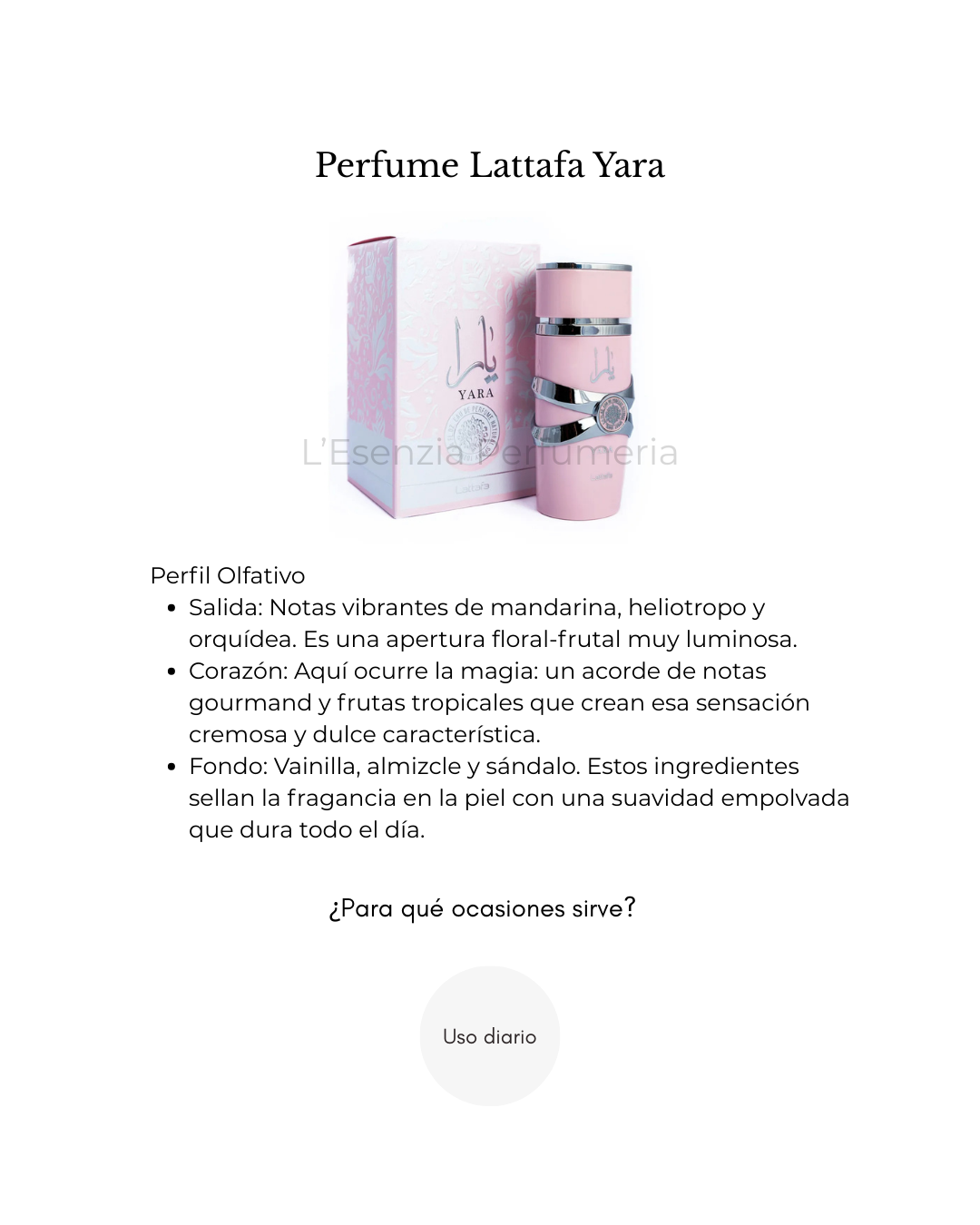 Perfume Yara Lattafa 100 ML